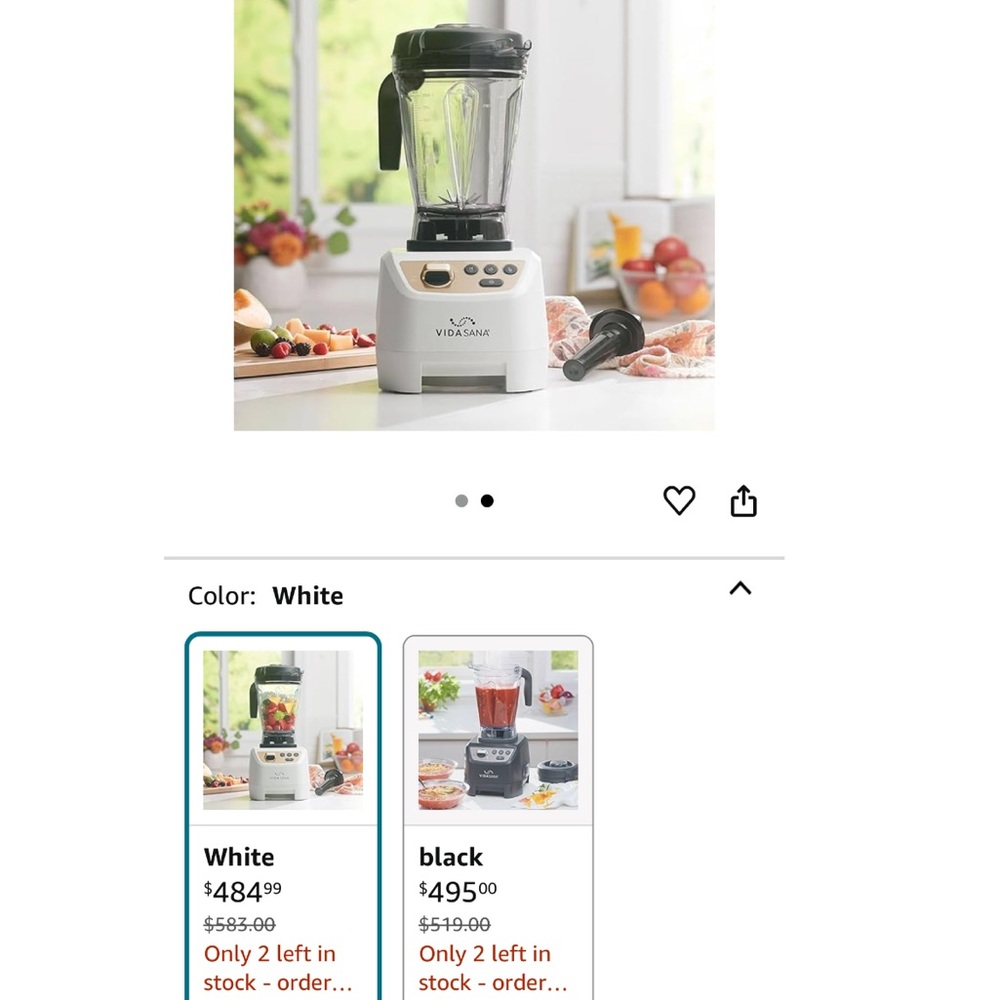 Vitamix White Blender with Black Lid